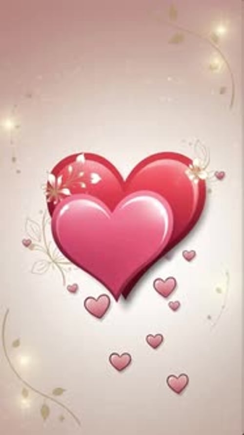 Animated Hearts Background with Romantic Decorative Elements