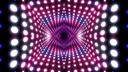 Vibrant light tunnel pulses with energy, inviting viewers into excitement