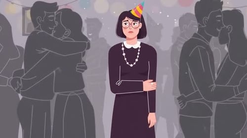 Lonely Woman Feeling Isolated at Social Gathering - Single Woman Social Anxiety