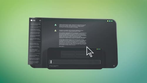 Prompt message interface of artificial intelligence software input to create ai texts and images, 3d