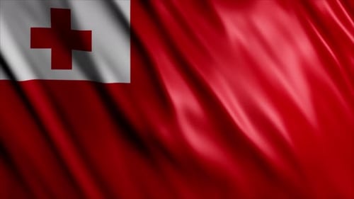 Realistic Tonga National Flag Waving Seamless Loop