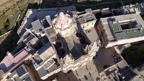 Aerial view of Metropolitan Cathedral of Saint Paul in Mdina, Malta