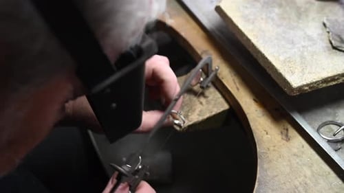 Gold Wedding Ring Craft By Goldsmith Isolated Macro Video Craft Jewelry Making with Professional