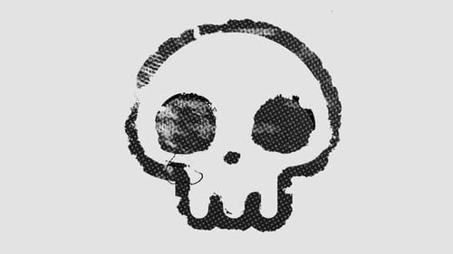 Printed Grunge Skull Symbol