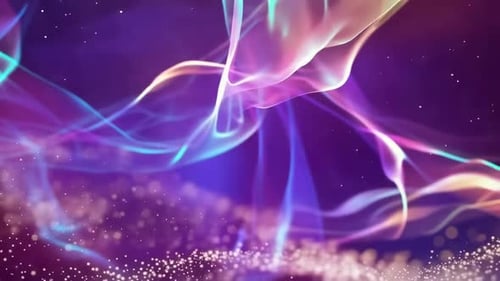 Abstract Colorful Fluid Waves and Bokeh Particles