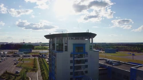 Main Office and Parking Lot Near Production Plant Upper View