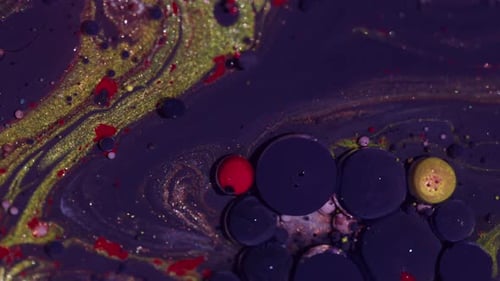 Ink Emulsion Paint Background Glitter Bubbles Oil