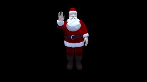 Animated Christmas Santa Waving 3D Character