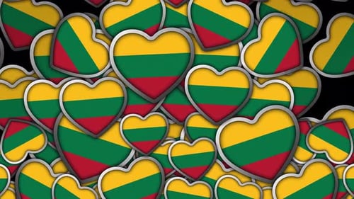 Animated Lithuanian Flag Hearts Background Transition Element