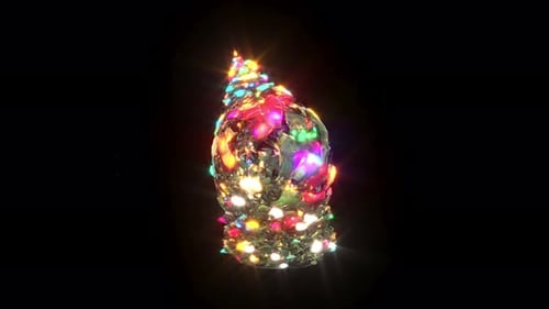 Glow Abstract Abstract Christmas Tree on Black Bg Able to Loop Endless