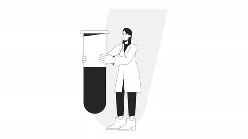 Animated Bw Woman Medical Technician