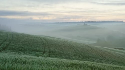 Tuscany Landscape Sunrise Farm House and Hills