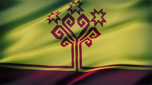 Waving Flag with Decorative Tree Emblem Animation