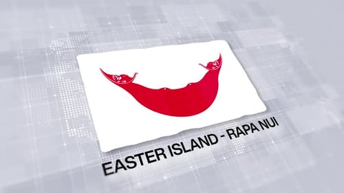 Waving Easter Island Flag on Modern Digital Background