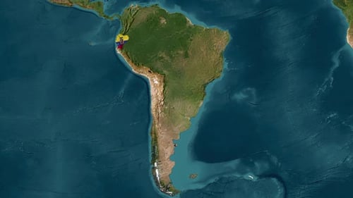Ecuador Map Reveal with National Flag
