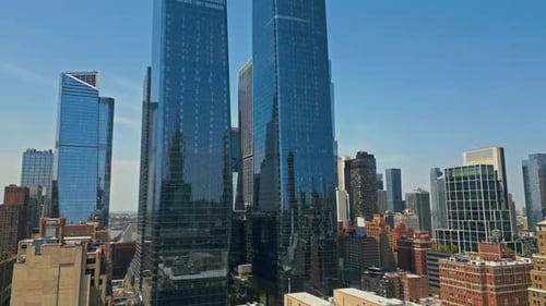 New York City Skyline with Urban Skyscrapers and Yachts New York City Skyline Cityscape of Manhattan