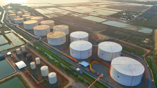 Depósito de petróleo visto desde una vista aérea