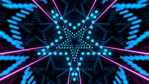 Cyan And Pink Star Shaped Tunnel Background Vj Loop In 4K