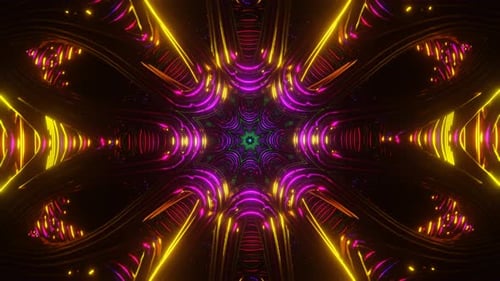 VJ Loop Pulsates with the Neon Disco Strobe Light Rhythm in the Vibrant Backdrop