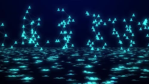 Futuristic Digital Network with Connecting People Icons