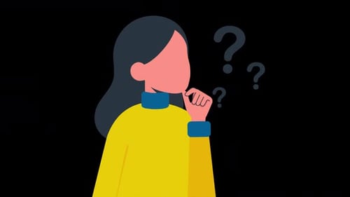Animated Flat Design Character Thinking with Question Marks