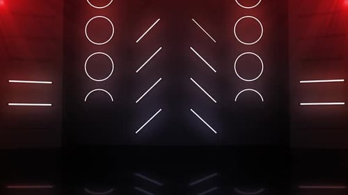 Dynamic Neon Geometric Lines Circles Animated Loop Background