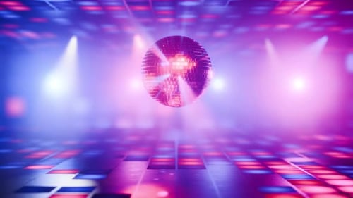 Bucle VJ. Destellos de luz. Estilo disco. Animación retro. Luz brillante.