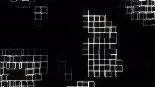 Weißer kubischer Rahmenwellenhintergrund in Neonfarben, VJ Loop In 4K