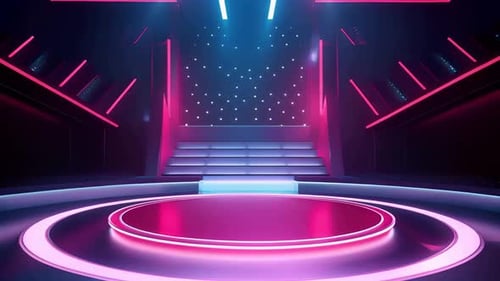 Podium Futuristische Vitrine mit Plattform für Produktausstellungen. Leeres modernes Bühnendisplay