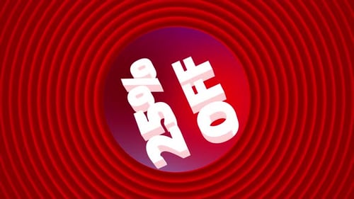 Animated 25% Off Sale Title with Geometric Red Background