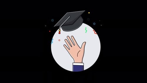 Minimalist Graduation Celebration with Waving Hand Animation