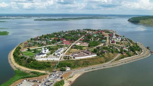 Aerial View Of Sviyazhsk Island Town On Volga River Russia