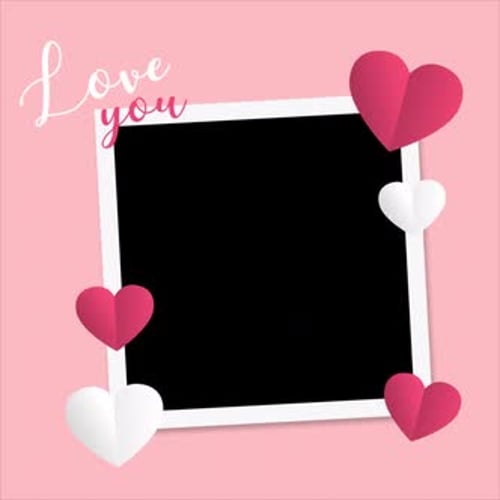 Love You Animated Text with Hearts and Photo Frame