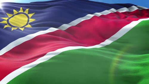 Realistic Waving Flag of Namibia in Bright Sunlight