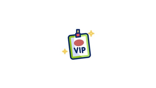Animated VIP Pass Badge Icon with Sparkles