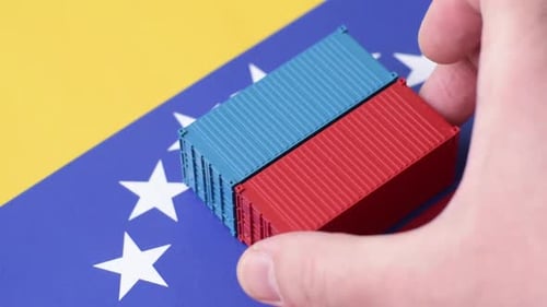 Venezuela Import and Export concept with shipping containers