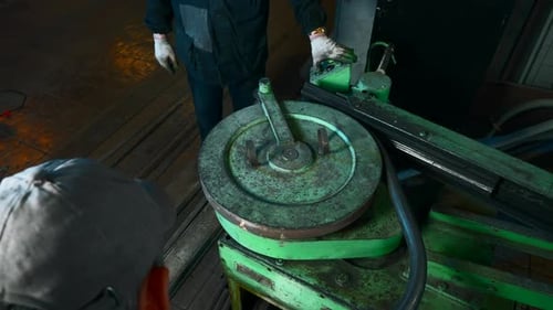 Sheet bending press at factory