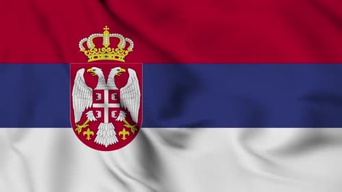Waving Flag of Serbia with Realistic Fabric Texture