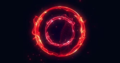 Dynamic Abstract Red Particle Circles Energy Loop Background