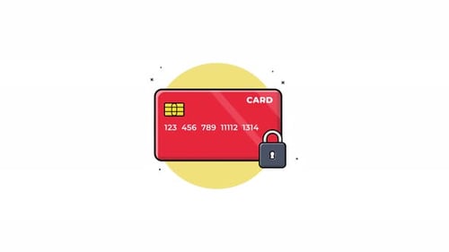 4k Bank Card with Padlock. Card Security Concept Animation Video