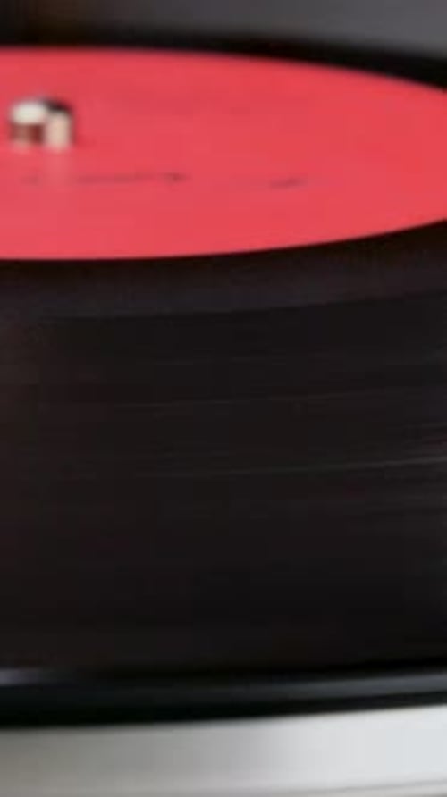 Vinyl Record Spinning Close Up