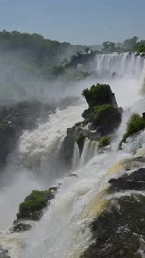 Argentina Iguazu Waterfall Landscape, Iguacu Falls Vertical Video for Social Media Instagram Reels a