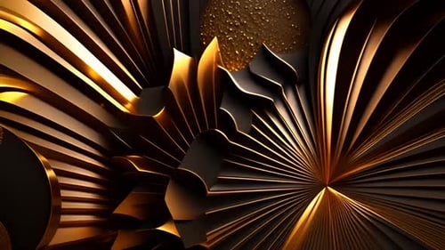 Elegant Gold and Black Abstract Wavy Pattern Loop