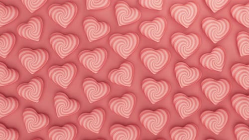 Sweet Candy Striped Hearts Looping Background Animation