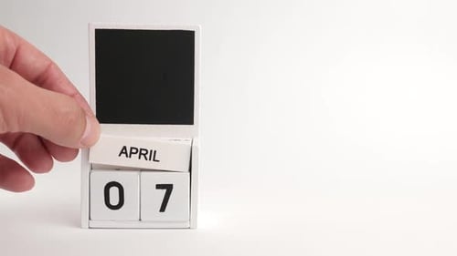 White Block Calendar April Seventh