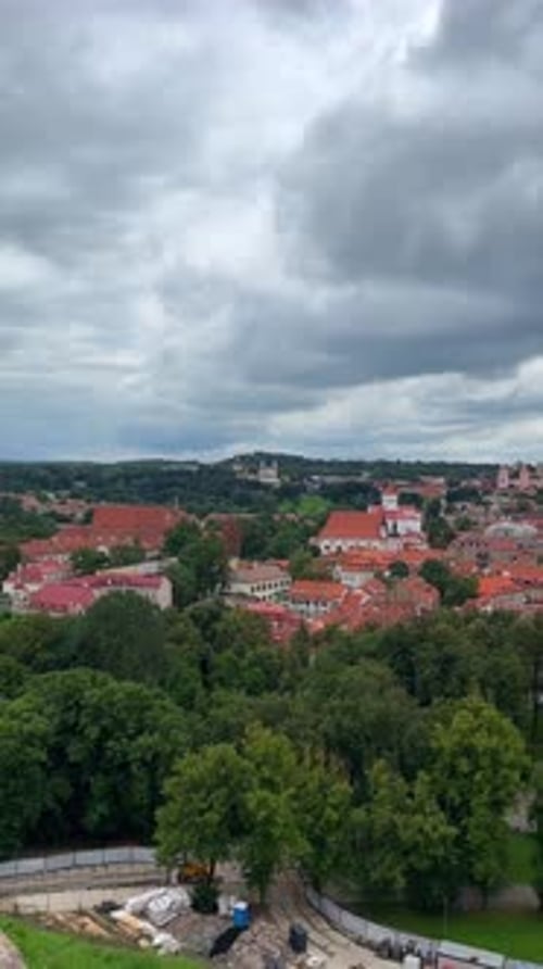 Panorama of Vilnius Old Town, Lithuania, Vertical Video –
