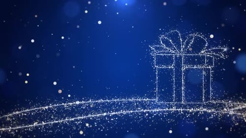 Sparkling Particle Gift Box Outline Animation