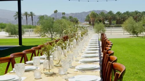 Party Wedding day event organization table setting decor for luxury event outdoor garden on the