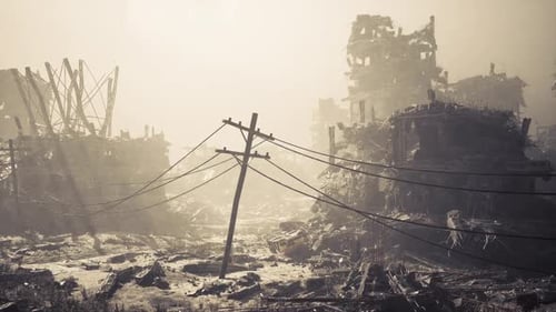 Destruction in the City After Military Conflict Leaves Devastation Everywhere