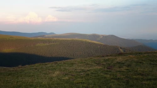 Mountain and hills peaks great landscape in green season.